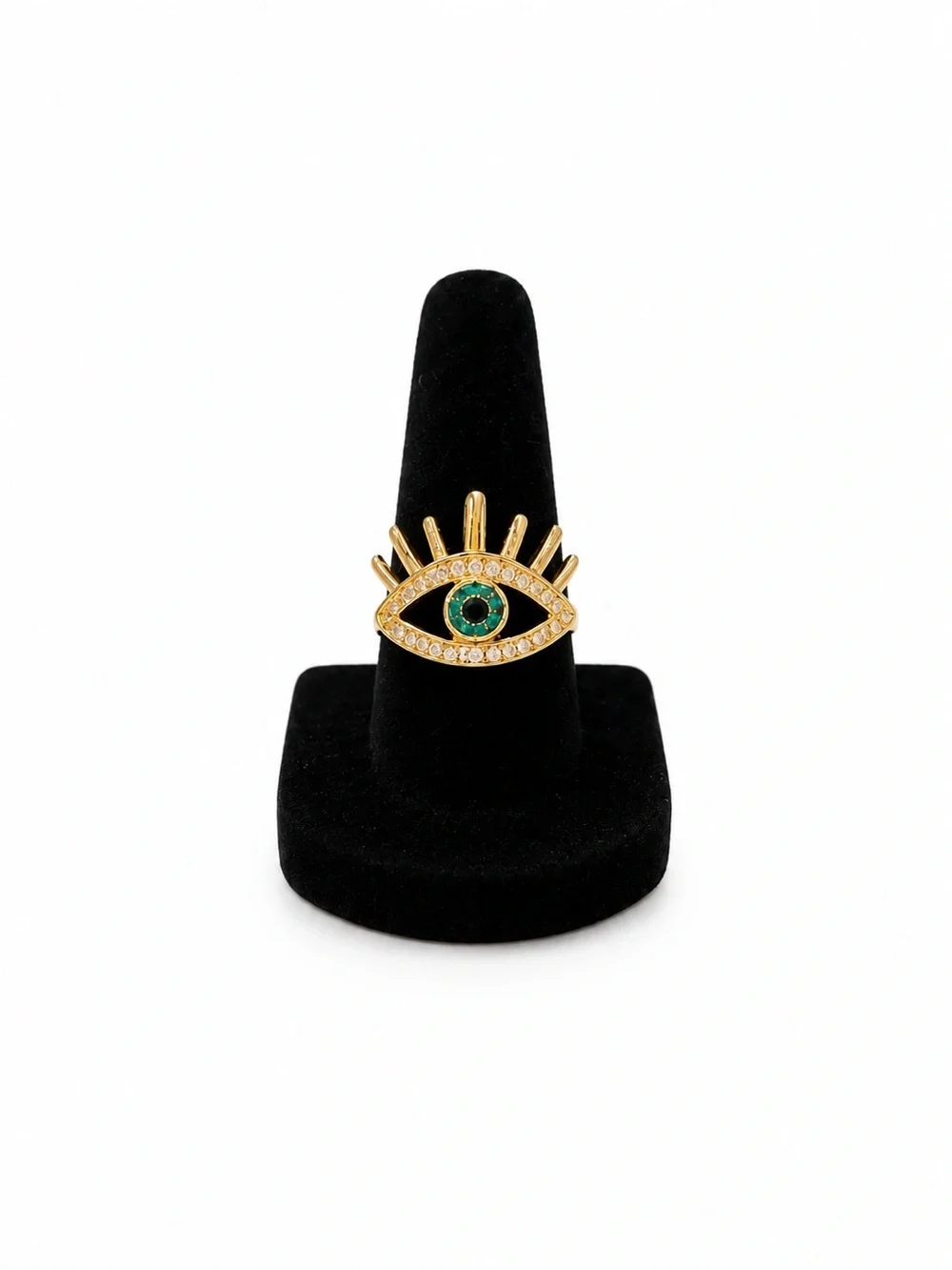 Evil Eye Blue Iris Crystal Gold Size 7 Women’s Ring Jewelry